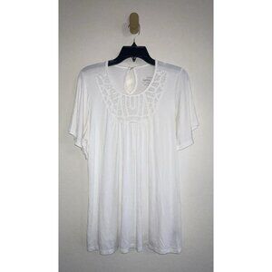 Torrid Super Soft Knits Shirt Top Crochet Detail Keyhole Size 0 L Large White